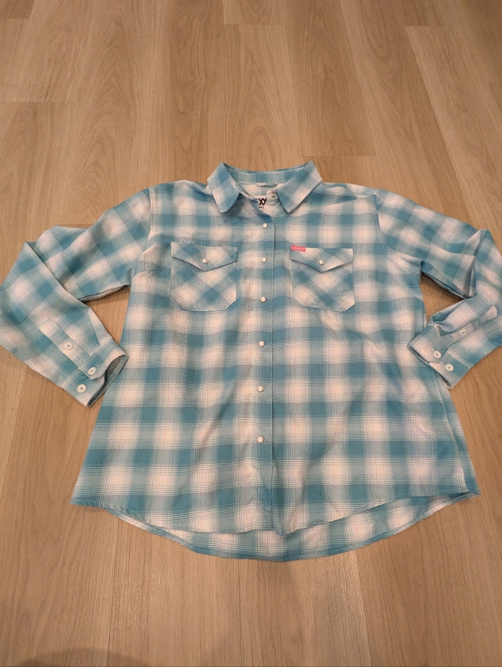 Dixxon Flannel Blue Plaid Fria Pearl Snap Size 2XL Long Sleeve